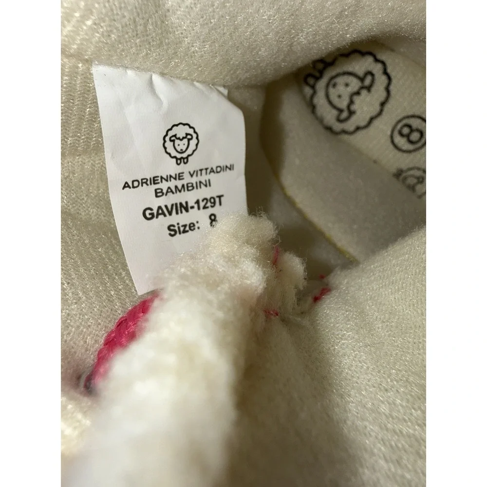 Adrienne Vittadini Bambini Girls Rain Boots 8 Fuchsia Pink Glitter Fur Snow NEW